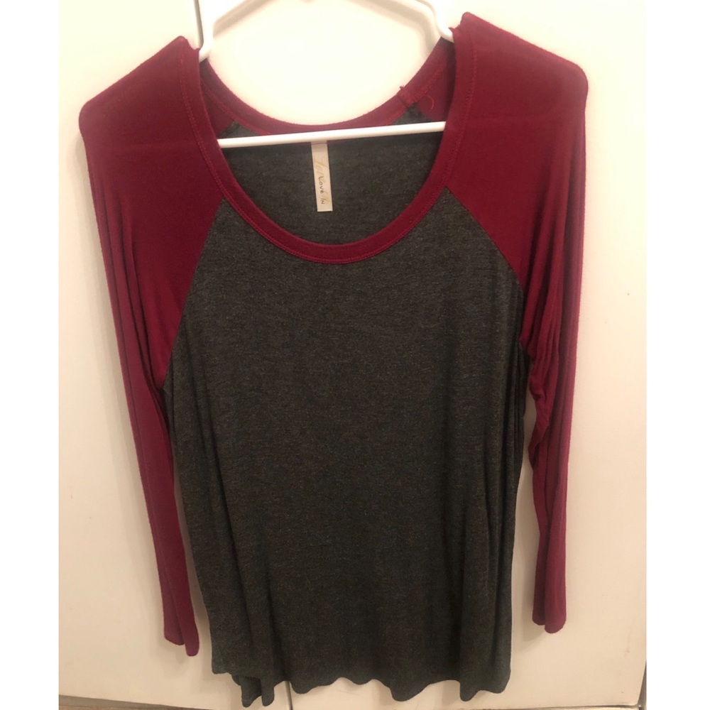 Maroon/Gray Baseball Tee
